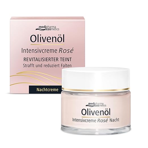 Olive Oil Intensive Cream Rose Night Cream - Tightens and Reduces Wrinkles - Supports Skin Regeneration - Medipharma Cosmetics - 50 ml