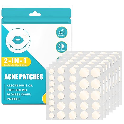 Pack of 264 Pimple Patches Natural Hydrocolloid Pimple Plasters with Tea Tree Oil and Salicylic Acid Acne Patch Day and Night 2-in-1 Invisible Anti Pimple Patches