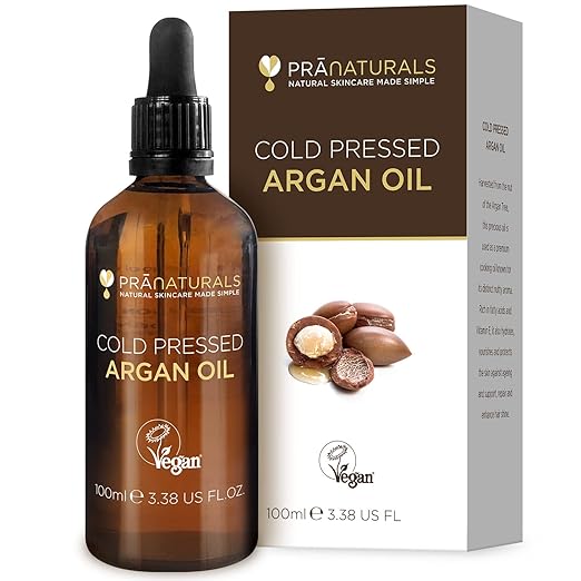 PraNaturals 100% Moroccan Pure Natural Organic Argan Oil for Face & Body - Rich in Vitamin E - No Parabens or SLS, Vegan, Animal Free & Soil Association Certified.