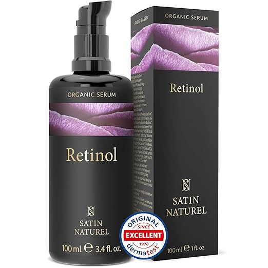 Retinol Serum BIO - 100ml - Vegan - Retinol + Vitamin C - Radiant, Even Skin - Retinol Serum Face - Anti Aging Serum - Satin Natural Cosmetics