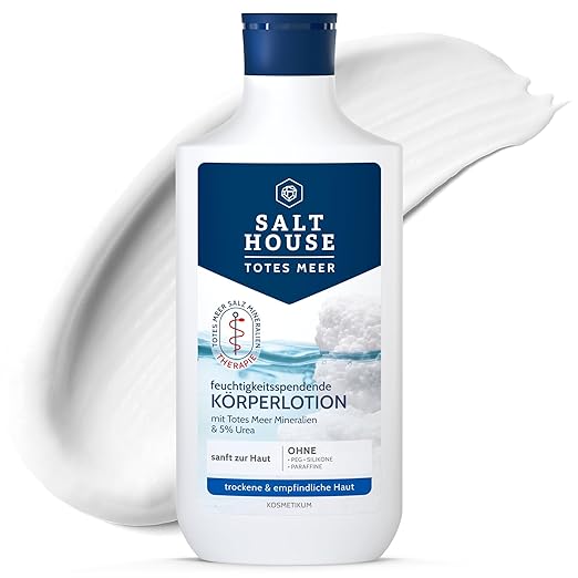 Salthouse Dead Sea Therapy Body Lotion, Intensive Moisturises, Stabilises the Barrier Function of the Skin, with Urea, Panthenol, Vitamin E and Q10, 250 ml