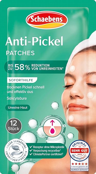 Schaebens Pure Skin Anti-Pimple Patches Immediate Aid Against Pimples with Salicylic Acid for Blemished Skin