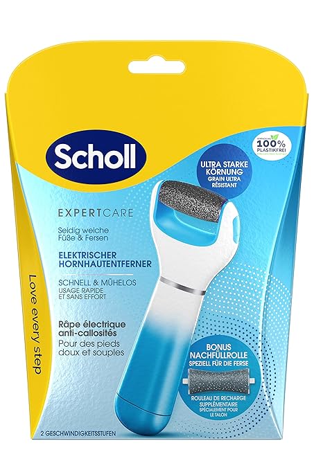 Scholl Expert Care, Callus Removal for Silky Soft Feet, Electric Callus Remover Quick & Effortless (with Sea Minerals Roller for Precise Results, 1 Device Including Roll), 1 Piece (Pack of 1)