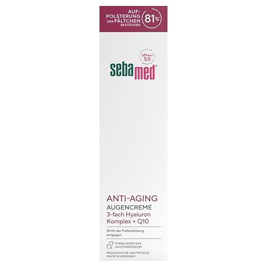 SEBAMED Anti-Ageing Eye Cream Q10, Eye Care with Hyaluronic Acid & Phyto Peptides, Against Wrinkles and Dark Circles, for Men and Women, Wrinkle Smoothing at 81%* Confirmed