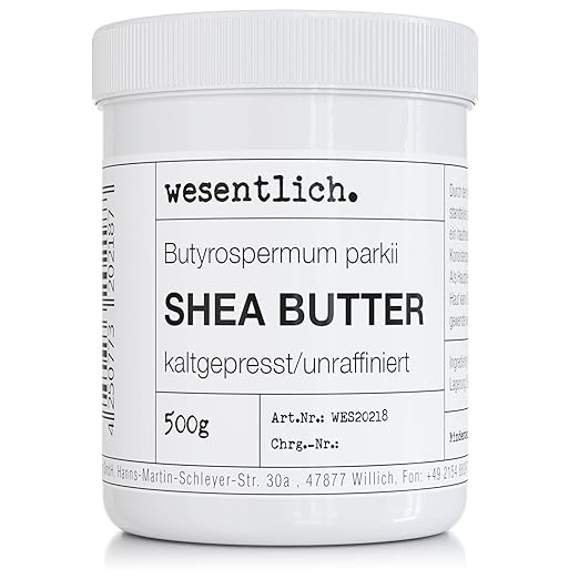 Shea butter cold pressed and unrefined 500 g – 100% pure care or perfect base for high-quality care products from wesentlich.