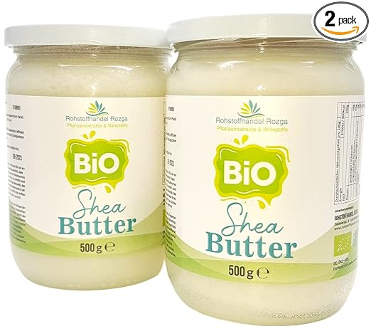 Shea Butter Organic 1 kg (2x 500 g Glass) Shea Butter 100% Pure Top Quality Karite Butter Perfume-Free & Vegan