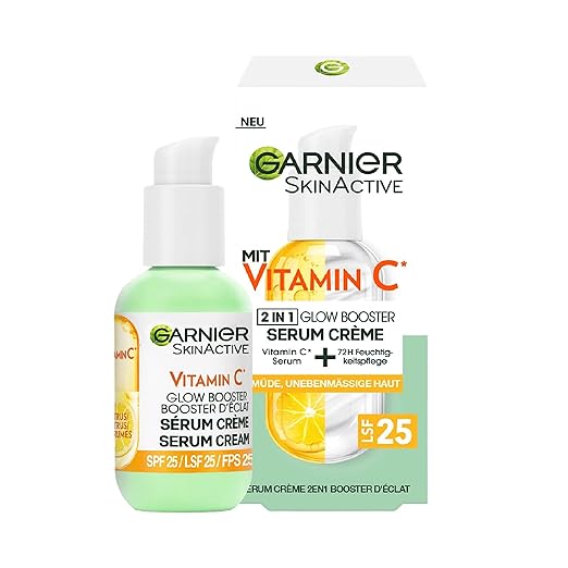SkinActive Vitamin C Serum Crème – bringt müde und unebenmäßige Haut zum Strahlen, enthält Vitamin C Derivat und Super Zitrus, 50 ml