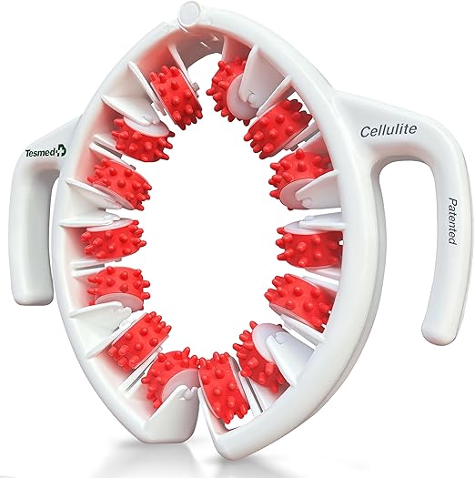TESMED Cellulite Massager Made in Italy, Anticellulite Device with Convergent and Divergent Rollers to Lift, Tighten and Smooth Skin, Pink