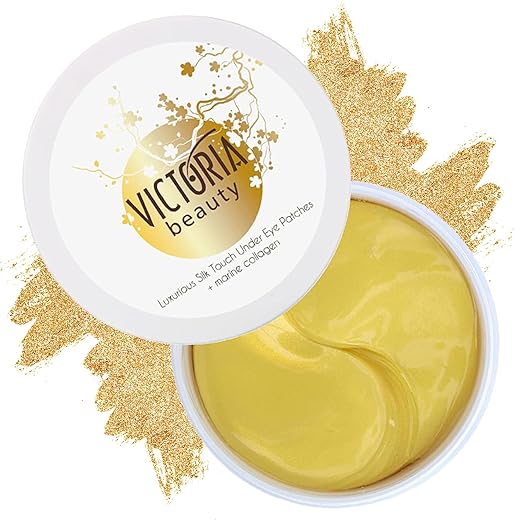 Victoria Beauty, Collagen eye pads against dark circles with 24K gold, collagen eye mask, under eye patches, reduce wrinkles and swelling, 60 pads