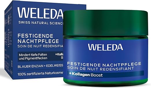WELEDA Organic Firming Night Cream Blue Gentian & Edelweiss - Natural Cosmetics Anti Ageing Face Cream / Moisturising Cream Reduces Wrinkles / Pigment Spots & Activates Cell Renewal (Vegan, 40 ml)