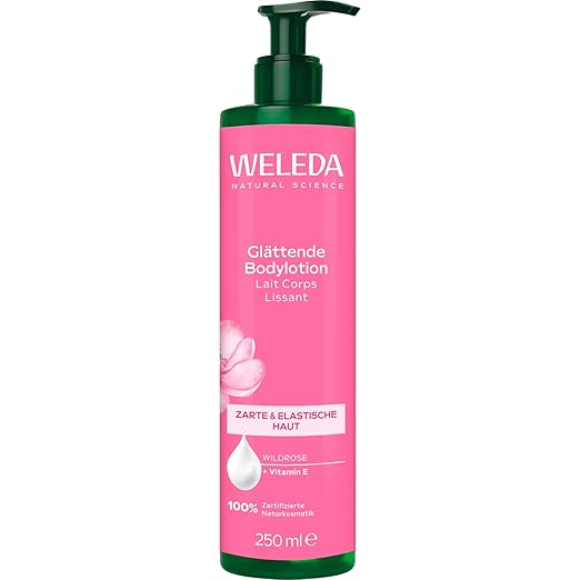 WELEDA Organic Smoothing Body Lotion - Natural Cosmetics Wild Rose Body Care Lotion with Jojoba Oil & Apricot Kernel Oil Smooths the Skin. Natural Body Lotion for Care for Velvety Smooth Skin (Vegan