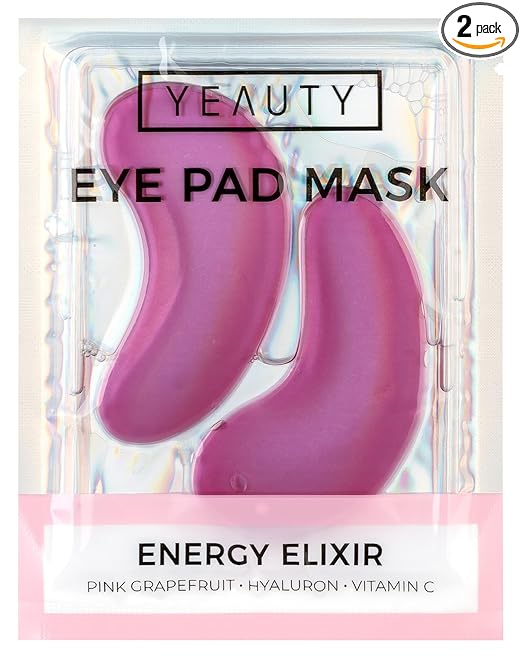 YEAUTY Energy Elixir Eye Pad Mask, the Super Soft Eye Pads with the Luxurious Anti-Ageing Serum from Vitamin C, Hyaluronic and Pink Grapefruit Reduces Dark Circles and Smooths the Eye Area